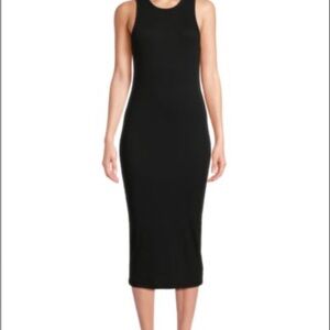 James Perse ribbed bodycon crew neck tank midi dress